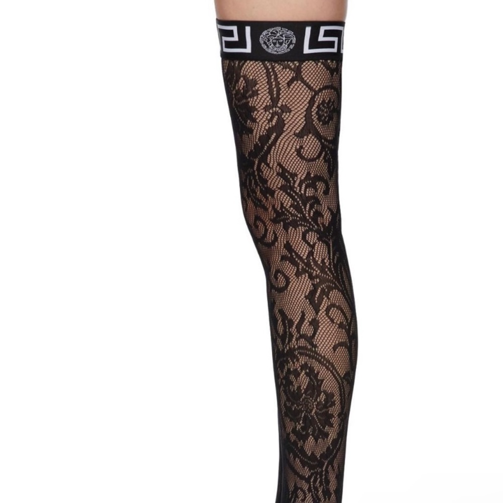 Versace Lace Greco Border Stockings - Picture 1 of 7